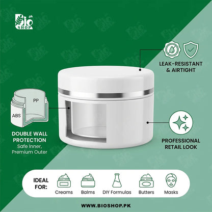 75gm Luxury Double Wall Cosmetic Cream Jar with Silver Accent