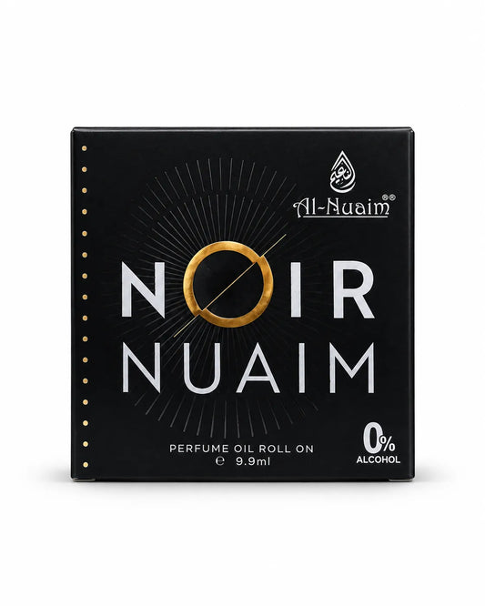 Al-Nuaim Noir Nuaim 9.9ml 0% alcohol perfume oil roll-on with black bottle, gold cap and black fragrance box