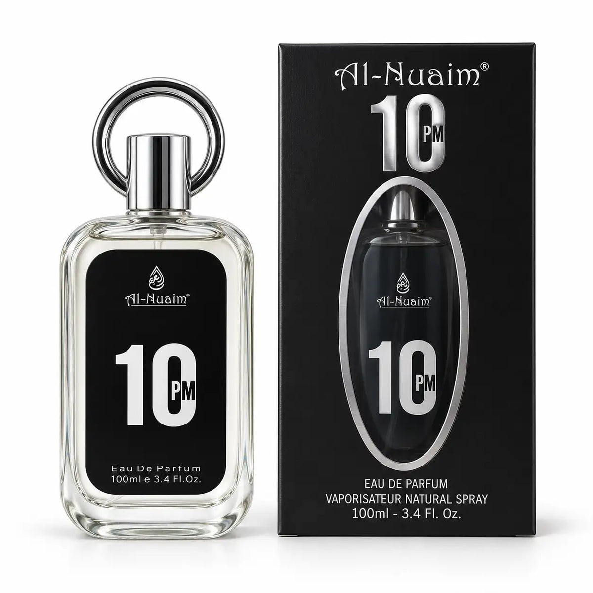 Al-Nuaim 10 PM 100ml perfume bottle on white background
