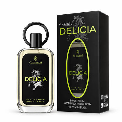 Al-Nuaim Delicia 100ml perfume bottle on white background