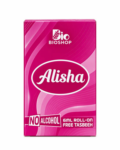 Alisha pink attar gift packaging and 6ml roll-on glass perfume bottle
