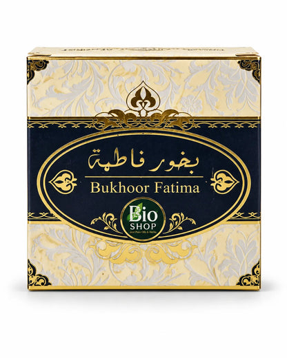 Bakhoor Fatima 40g premium Arabic incense with Bio Shop branding