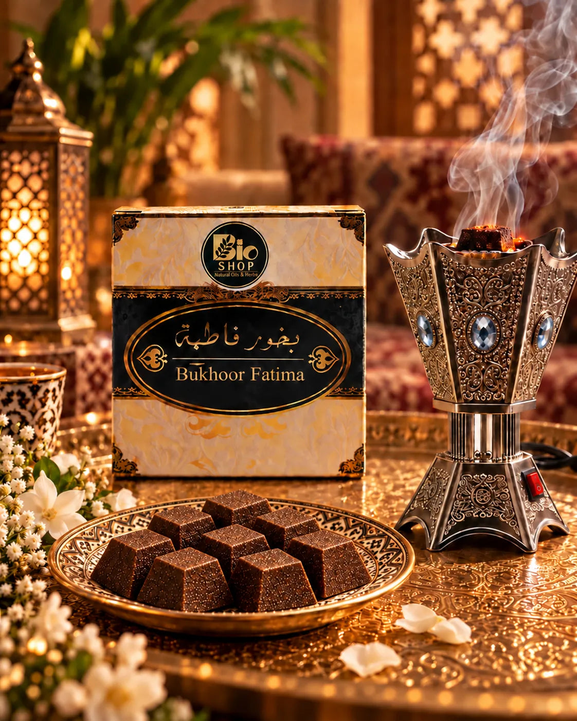 Bakhoor Fatima box with electric bakhoor burner and smoke