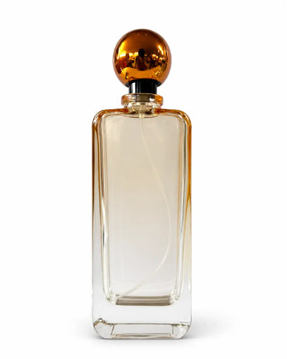 100ml crimp perfume bottle with amber ball cap and warm amber shade
