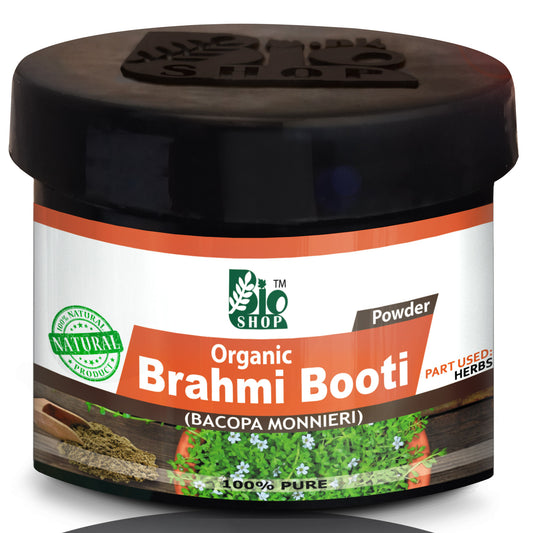 Organic Brahmi Booti Powder by Bio Shop™ for Hair Growth | Bacopa Monnieri Powder 100% Pure | Centella Leaf Powder
