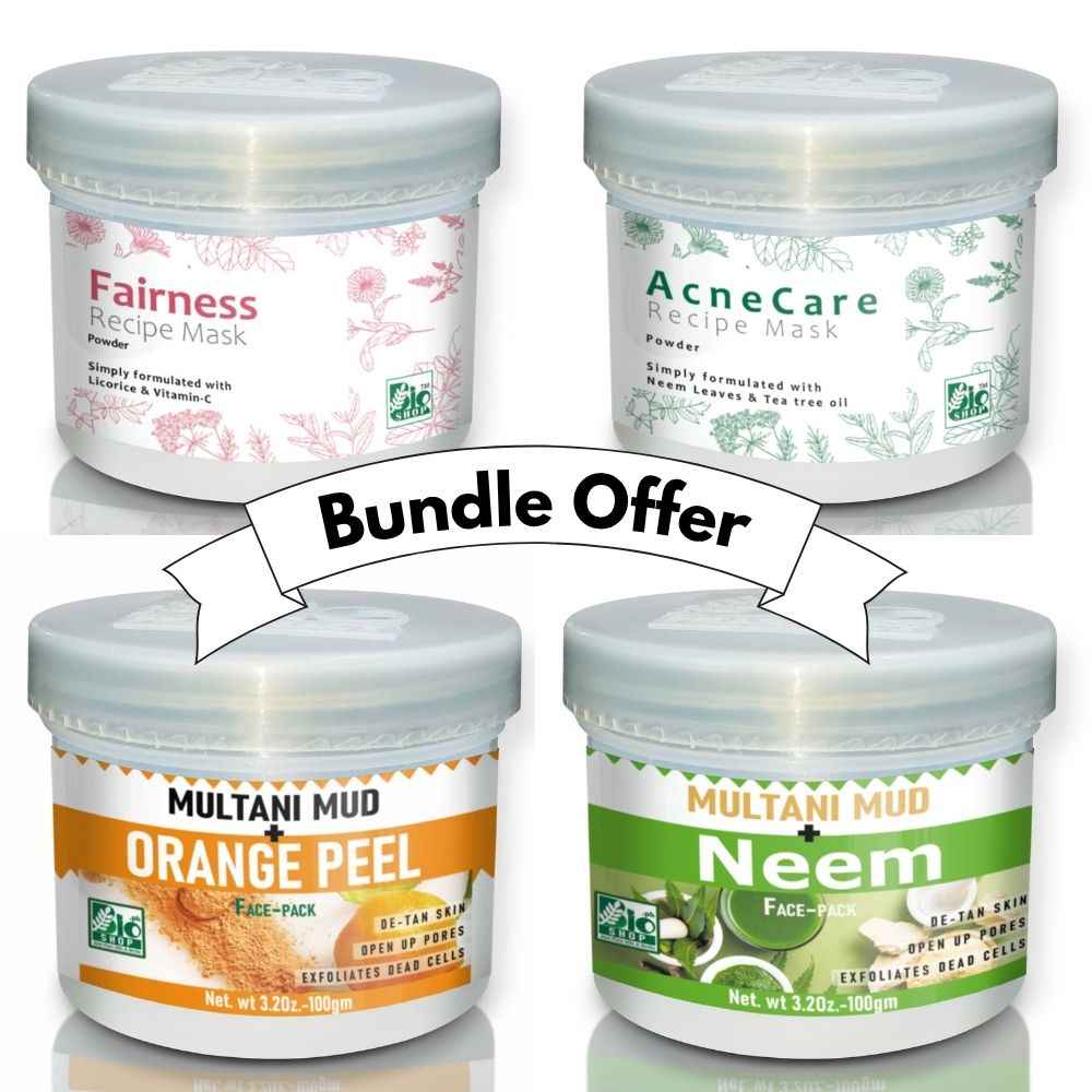 Bundle of 4 - Fairness & Acne Care Bundle – Multani Mitti with Neem & Orange