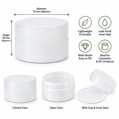 100gm wide mouth cosmetic jar with removable inner sealing disc