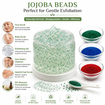 Colored Jojoba Exfoliating Beads for Cleansers Scrubs and Skincare Products