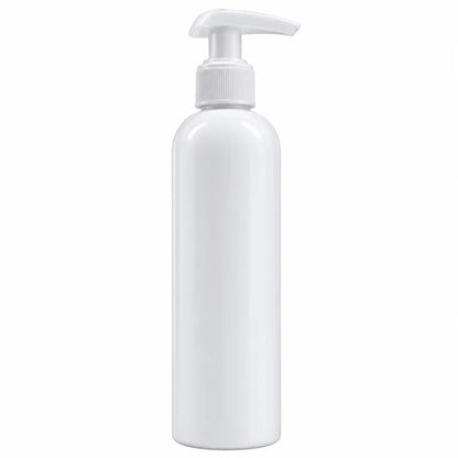 250ml white cosmetic bottle with matching white pump dispenser