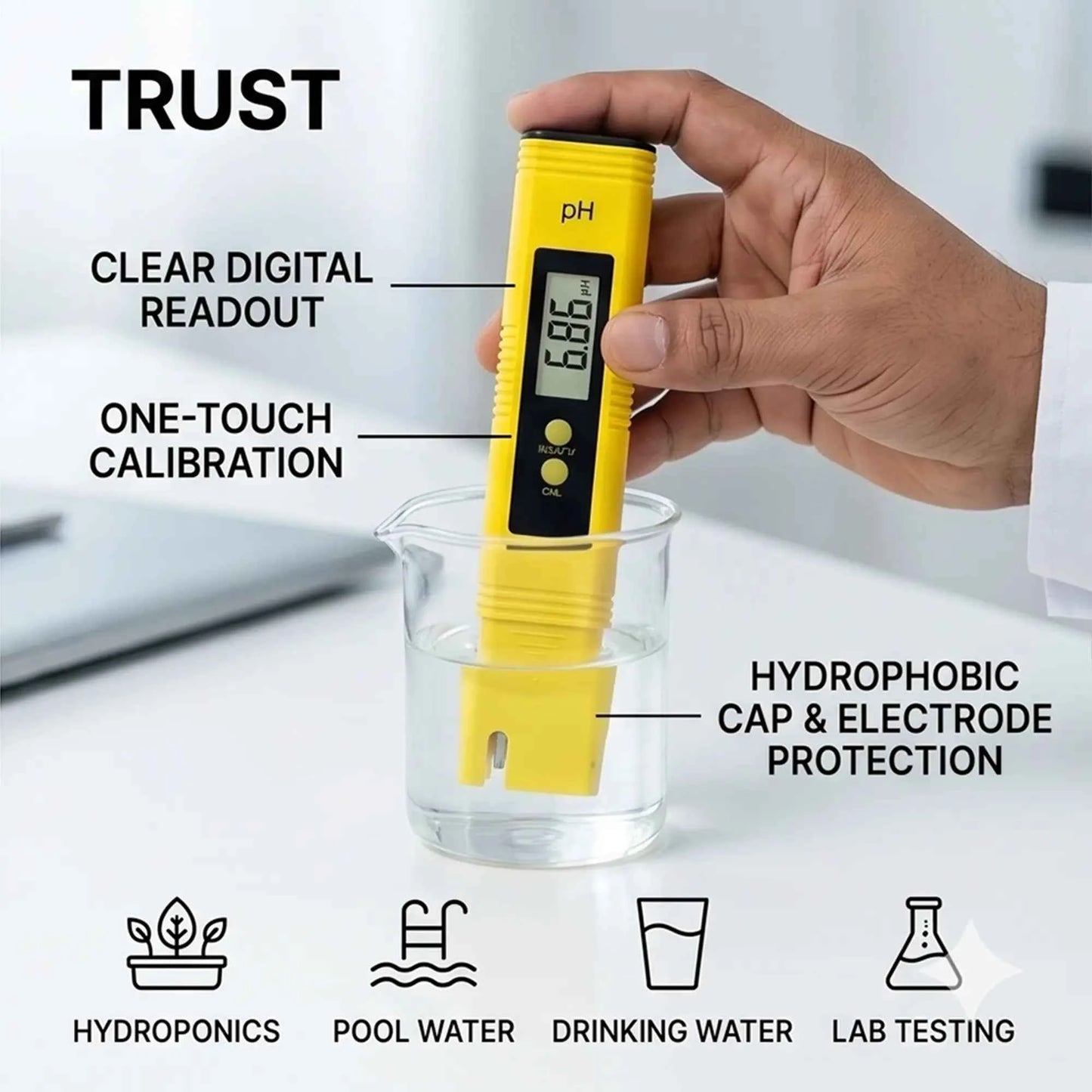 Digital pH Meter Pen Tester with Buffer Powders & Case – Accurate & Fast Tester