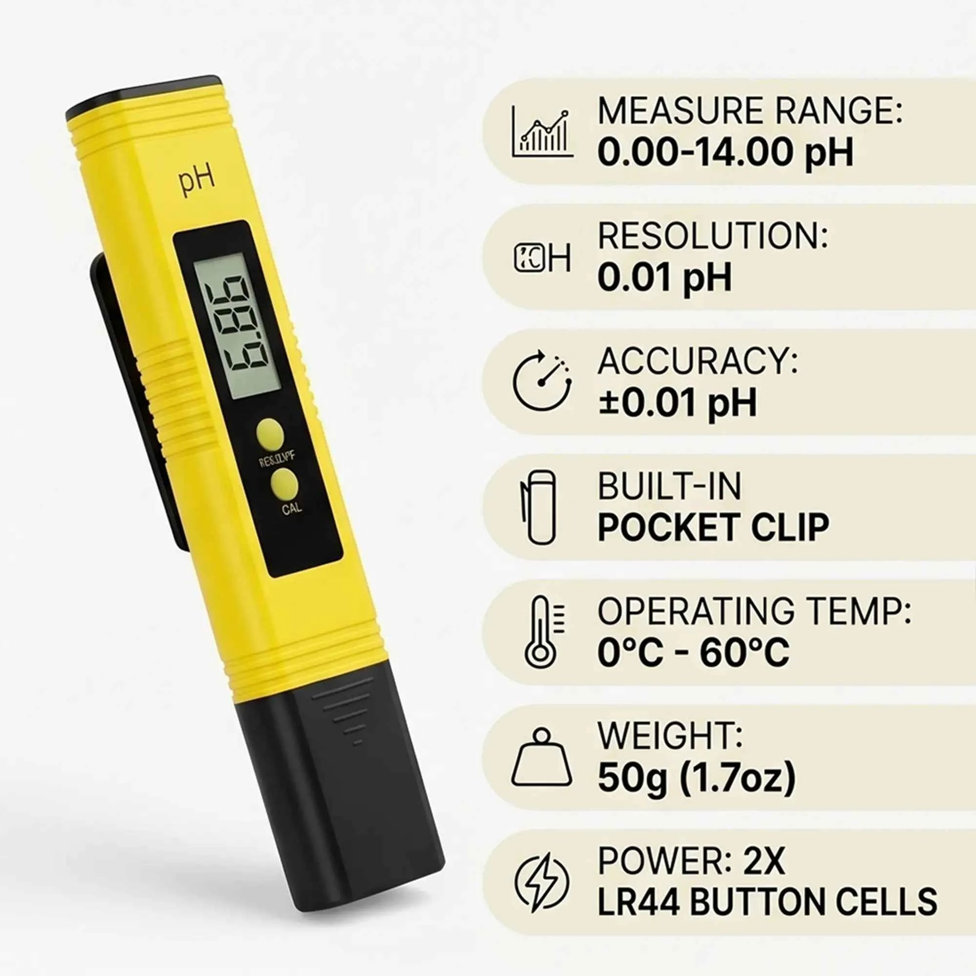 Digital pH Meter Pen Tester with Buffer Powders & Case – Accurate & Fast Tester