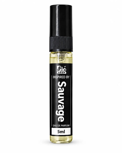 Sauvage inspired 5ml fresh spicy men's perfume featuring bergamot pepper lavender and woody fragrance notes