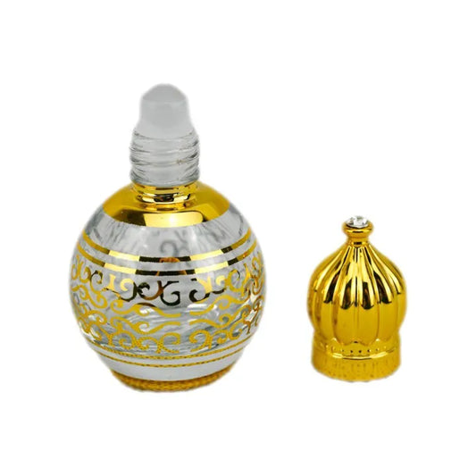Empty Fancy Attar Bottle - Golden Glass Bottle