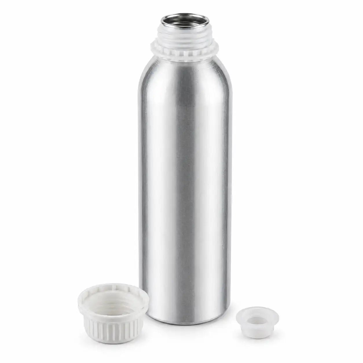 Empty Metal Bottle with White Cap