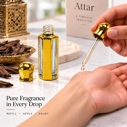 12ml gold attar bottle with glass applicator for oud and perfume oils