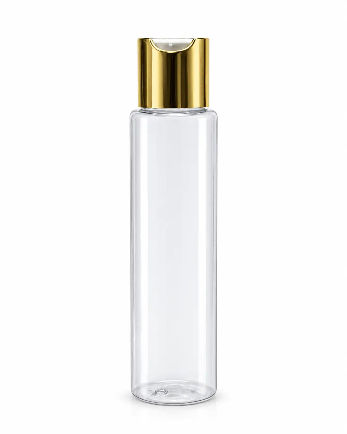 100ml black press top bottle with gold cap for cosmetic packaging
