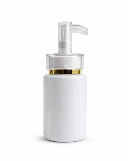 120ml Empty White Cosmetic Pump Bottle With Gold Ring