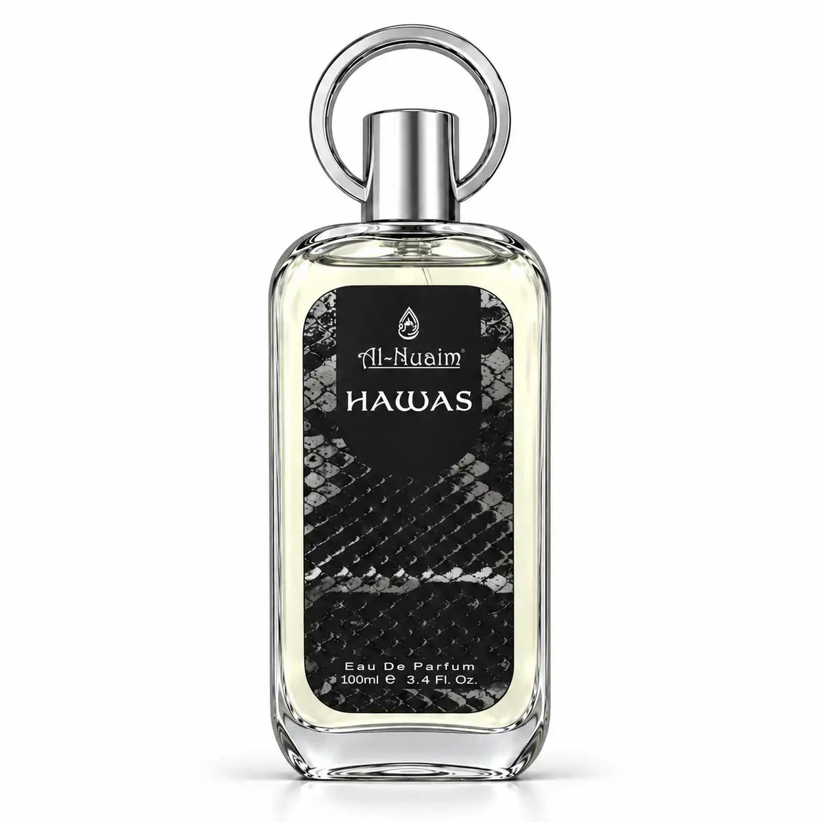 Al-Nuaim Hawas 100ml perfume bottle with silver ring cap