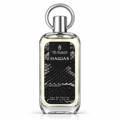 Al-Nuaim Hawas 100ml perfume bottle with silver ring cap