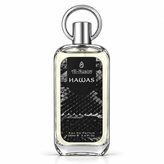 Al-Nuaim Hawas 100ml perfume bottle with silver ring cap