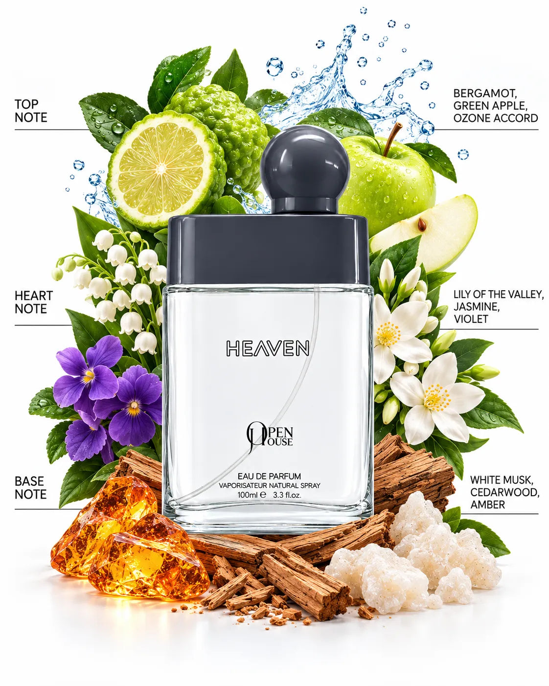 Heaven perfume 100ml with premium silver metallic presentation box