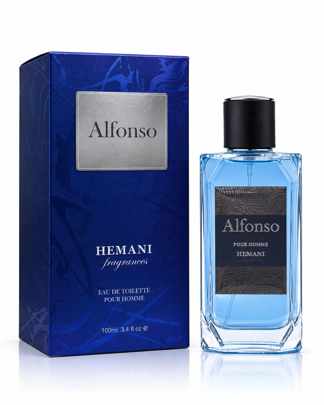 Hemani Alfonso Eau De Toilette 100ml bottle with blue box on white background