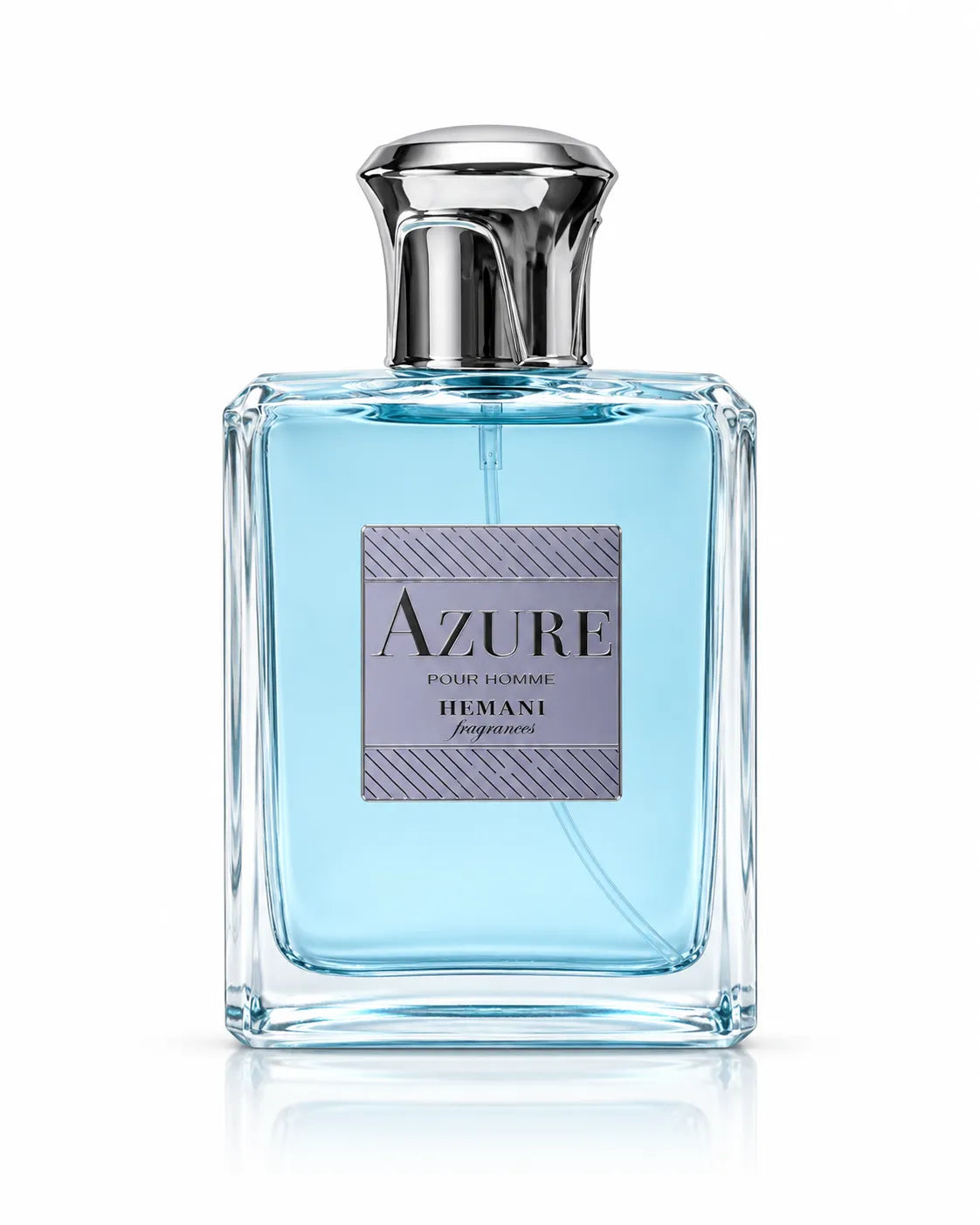 Hemani Azure Eau De Toilette 100ml bottle with blue and silver box
