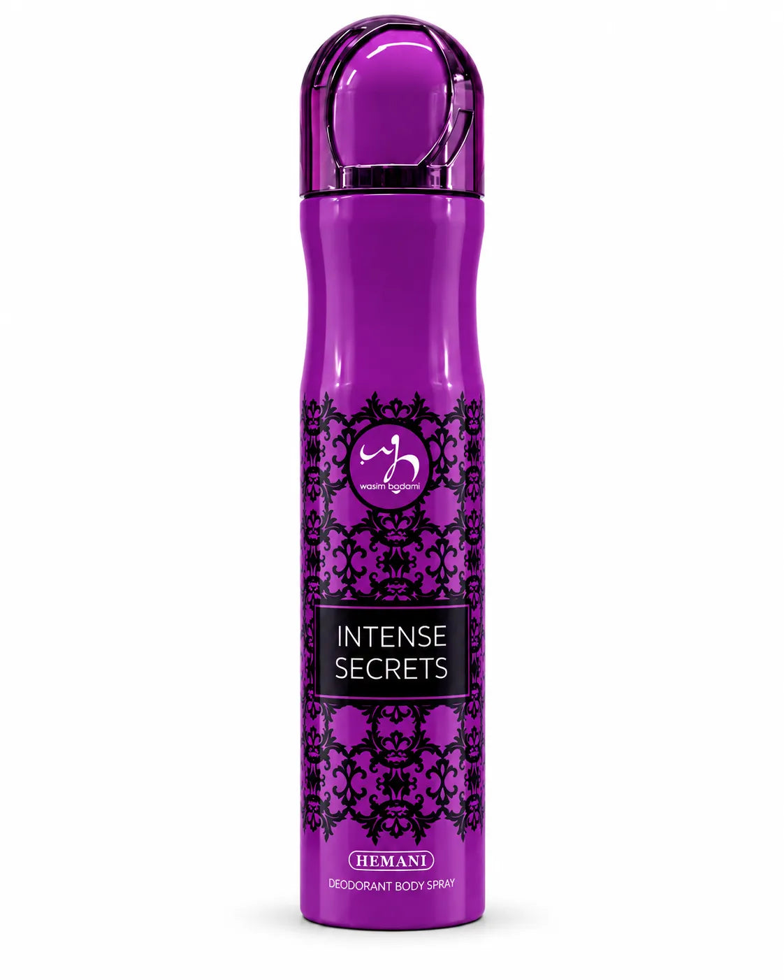 Hemani Intense Secrets Deodorant Body Spray 200ml purple bottle on white background