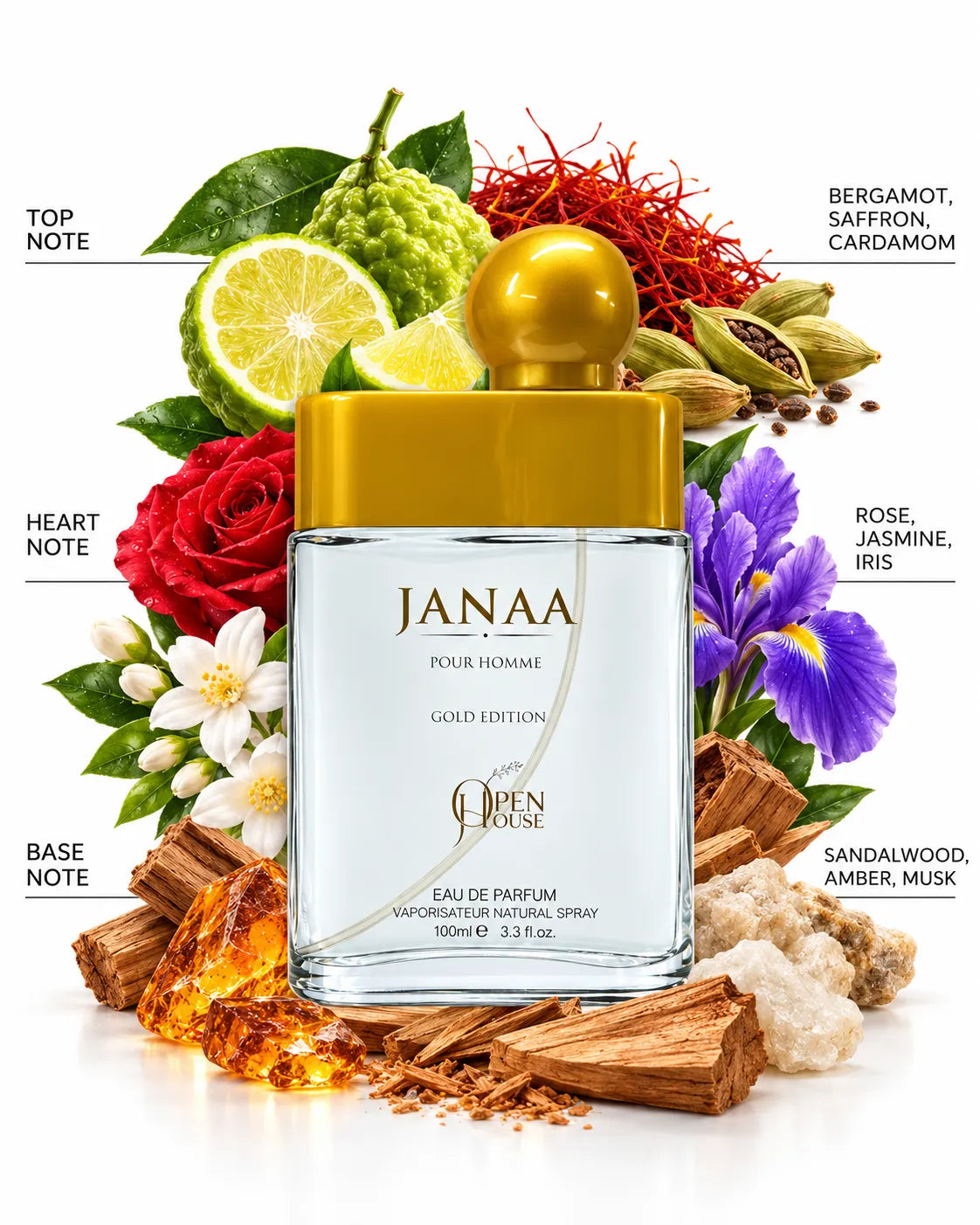  Janaa Gold Edition 100ml men's perfume with premium black and gold presentation box