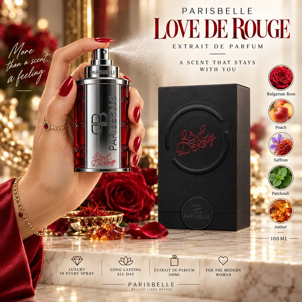 Love De Rouge by Parisbelle Extrait de Parfum 100ml luxury fragrance