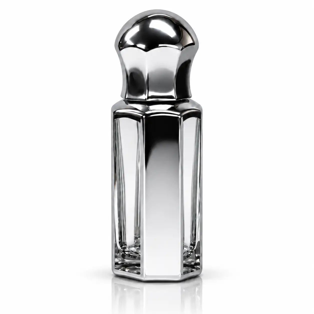 12ml silver attar bottle with glass stick on white background