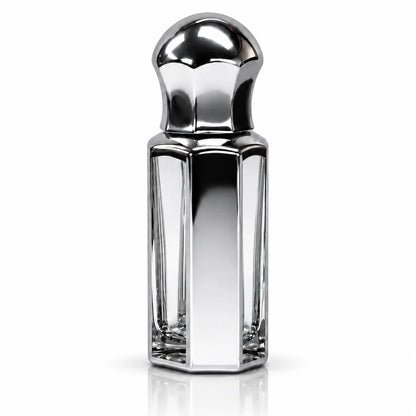 12ml silver attar bottle with glass stick on white background