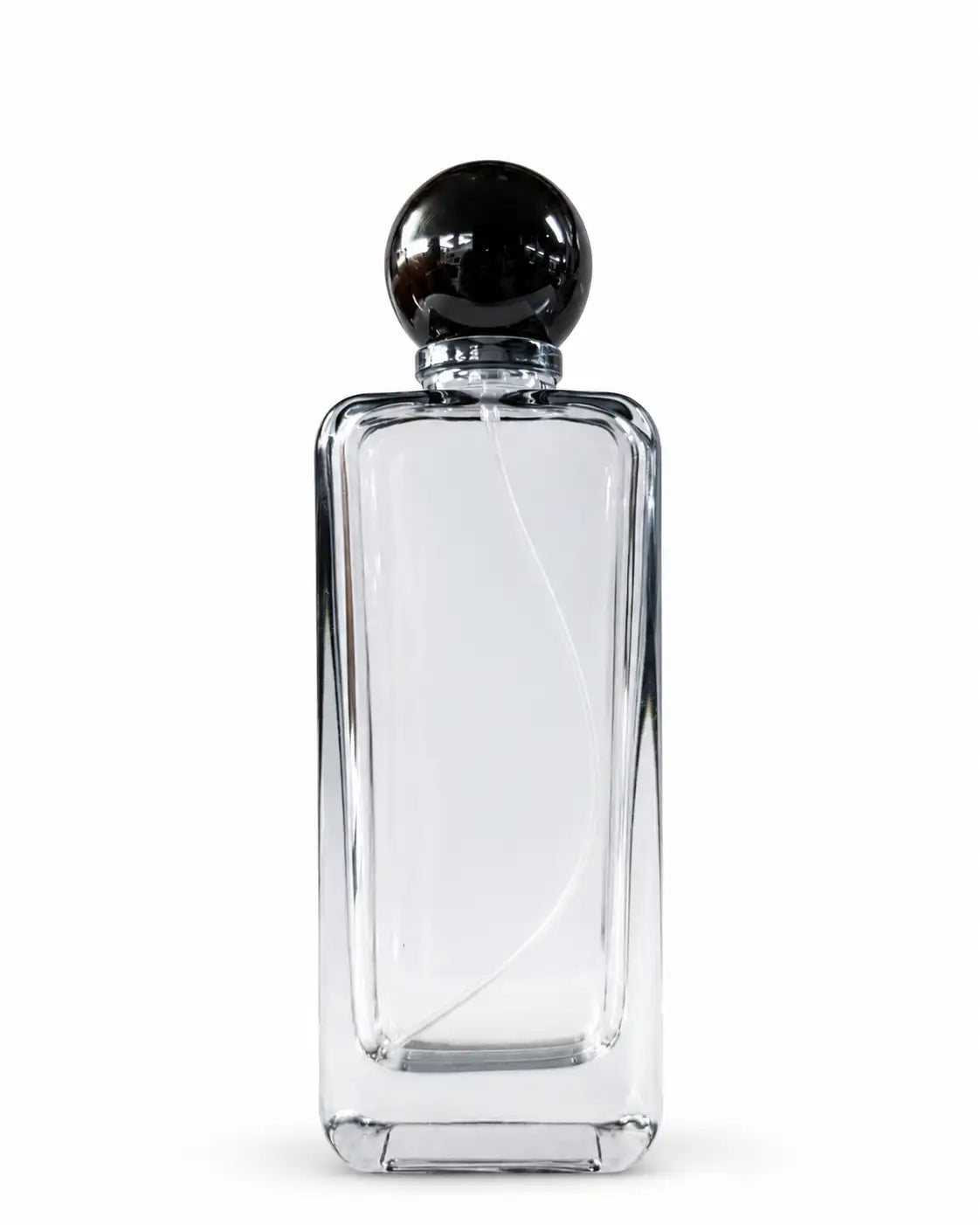 100ml crimp perfume bottle with black ball cap and smoky black shade