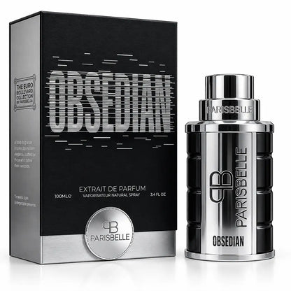 Parisbelle Obsedian perfume 100ml black chrome designer bottle