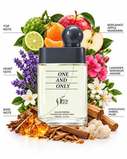 One and Only 100ml Eau de Parfum transparent glass bottle with grey spherical cap