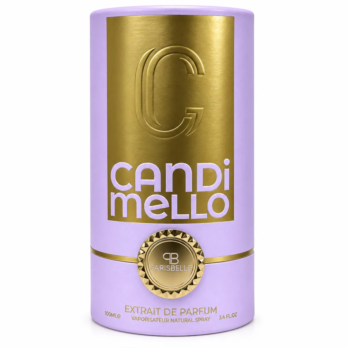 Candi Mello Extrait De Parfum lavender and gold bottle
