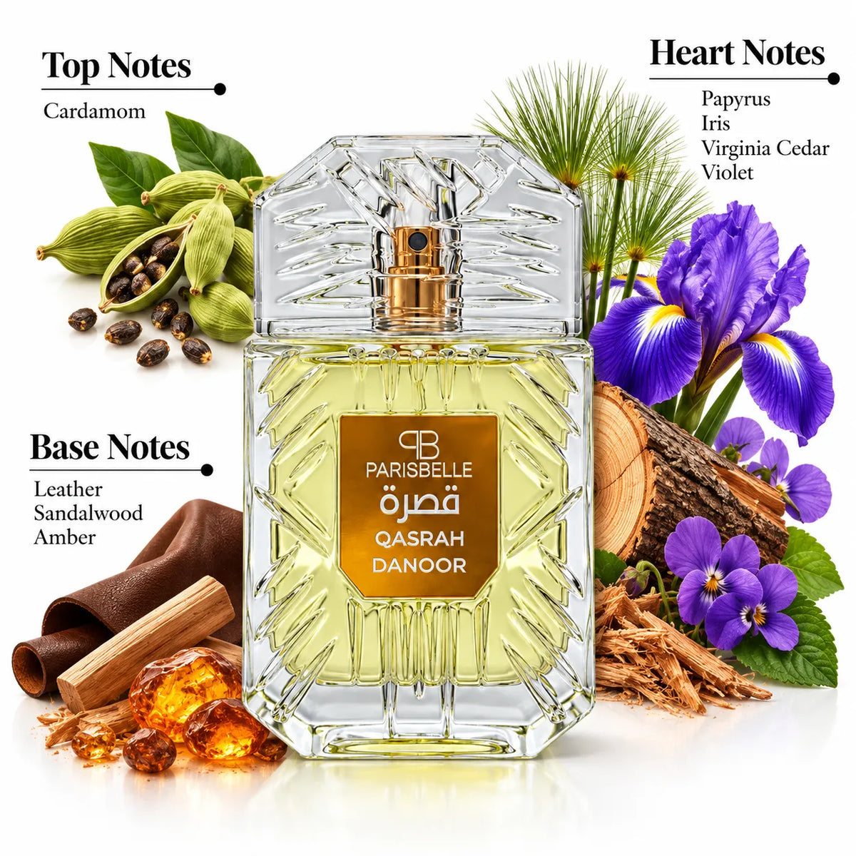 ParisBelle Qasrah Danoor Extrait de Parfum 100ml box on white background