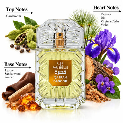 ParisBelle Qasrah Danoor Extrait de Parfum 100ml box on white background
