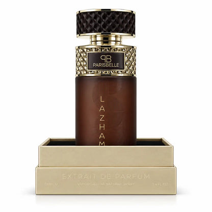Parisbelle Lazham Oasis Collection brown perfume bottle with gold detailing