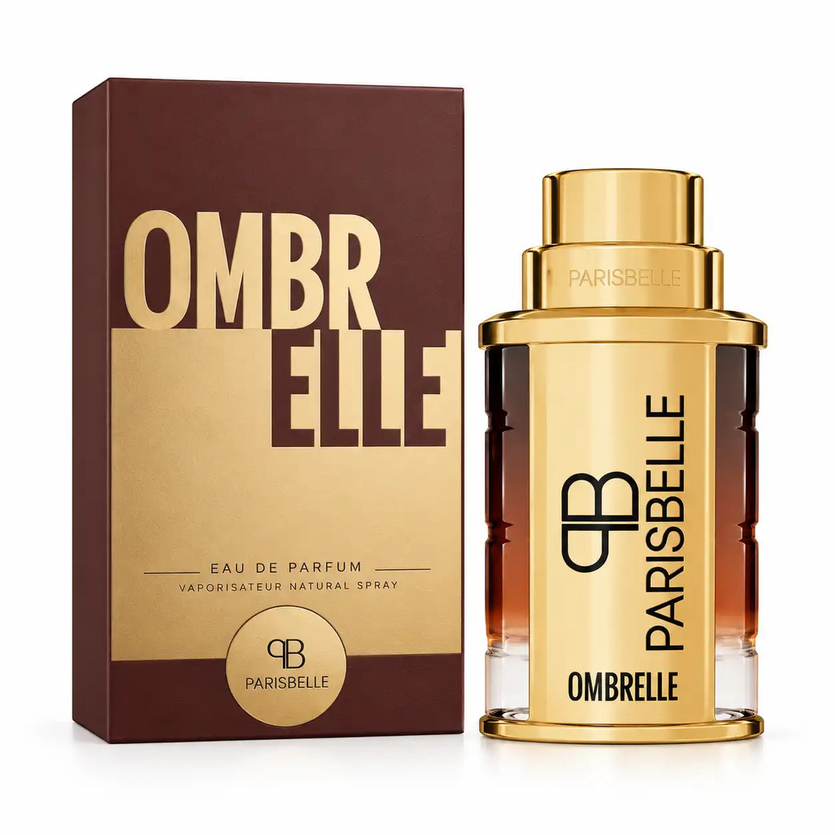 Parisbelle Ombrelle Extrait de Parfum 100ml gold and brown perfume bottle