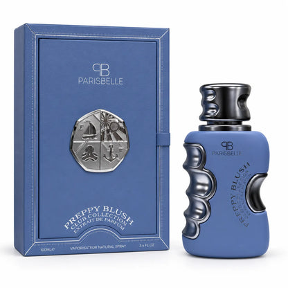 Parisbelle Preppy Blush Extrait de Parfum 100ml blue perfume bottle