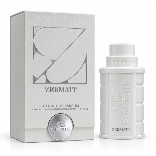 Parisbelle Zermatt Extrait de Parfum 100ml white perfume bottle with luxury box
