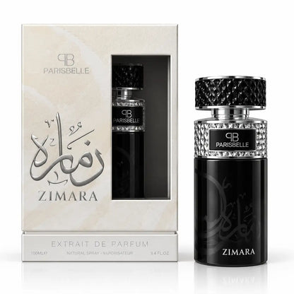 Parisbelle Zimara Extrait de Parfum 100ml black and silver perfume bottle