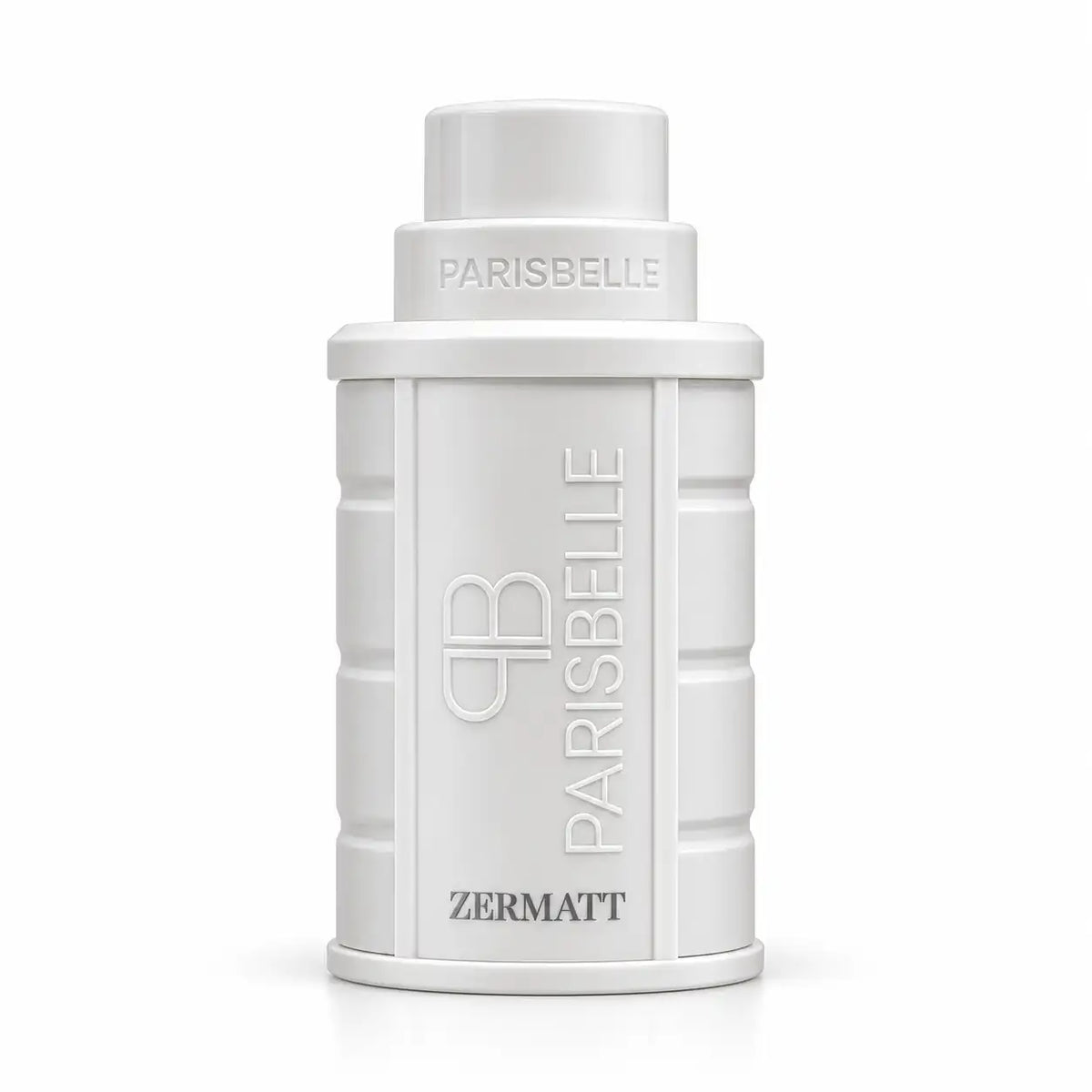 Parisbelle Zermatt Extrait de Parfum 100ml white perfume bottle with premium box on luxury white floral background