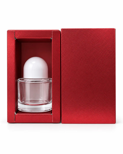 Black rectangular perfume packaging box available in black red and silver for perfume bottle presentation and gifting at Bio Shop Pakistan