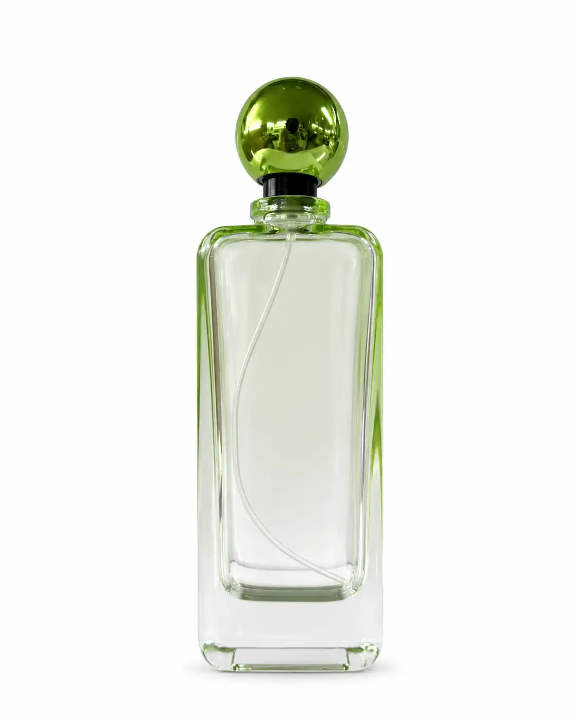 100ml crimp perfume bottle with lime green ball cap and light green shade