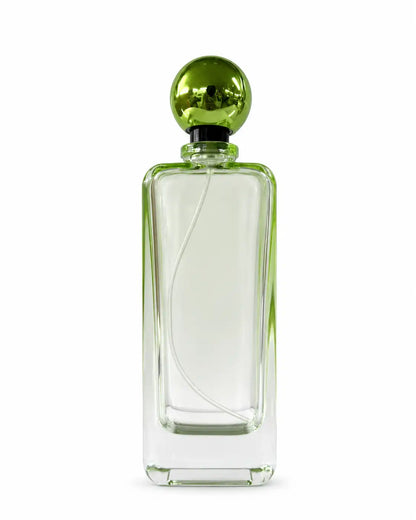 100ml crimp perfume bottle with lime green ball cap and light green shade