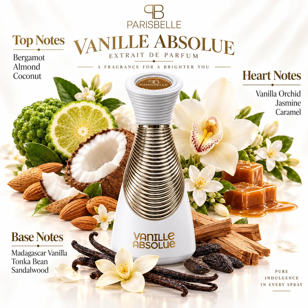 Tonka Brulee gourmand perfume with tonka bean praline and vanilla