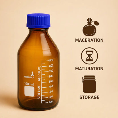 Amber Glass Bottle for Perfume Maceration, Maturation & Storage