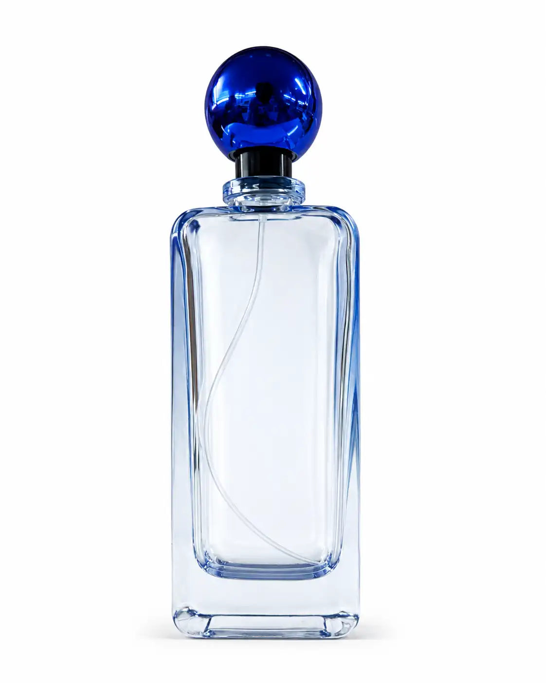 100ml crimp perfume bottle with cobalt blue ball cap and blue shade